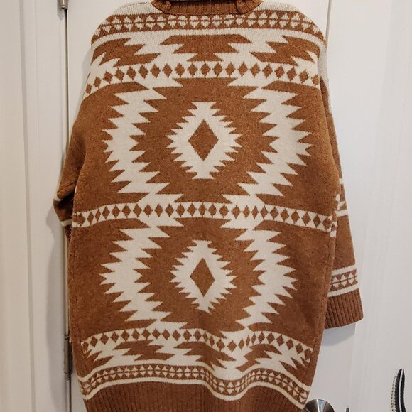 Tahari Western Aztec Geometric Print Shawl Collar Cardigan Sweater Size Small - Picture 4 of 5